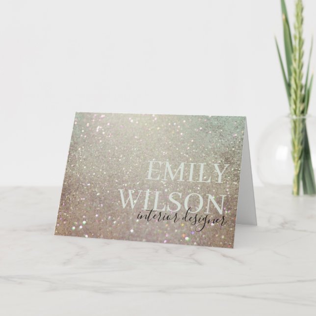 Elegant Glitter Green Pink Aqua Shiny Shimmer Thank You Card (Front)