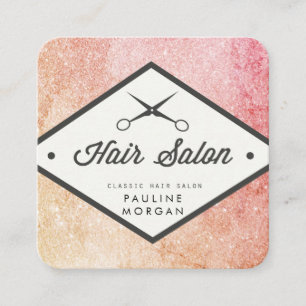 Elegant Glitter Hair Stylist Square Business Card