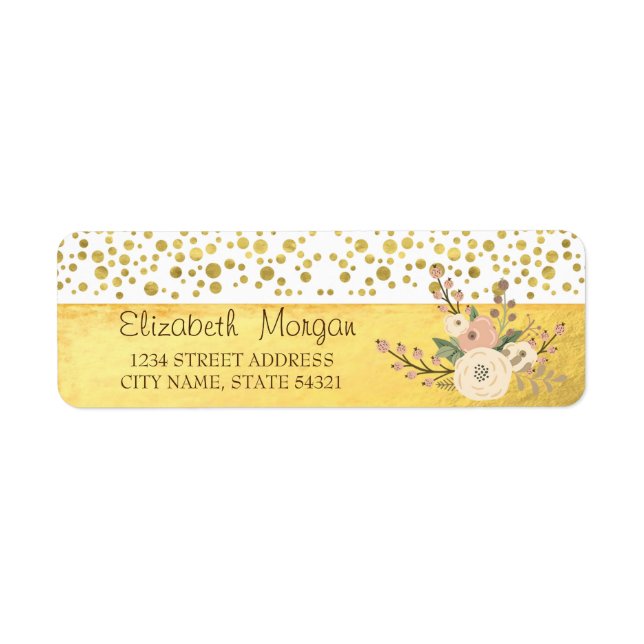 Elegant,Glitter Heart,Confetti,Flowes AddressLabel (Front)