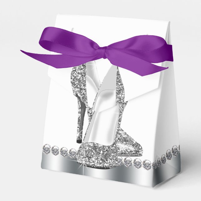 Elegant Glitter High Heel Shoe Favour Box (Front Side)