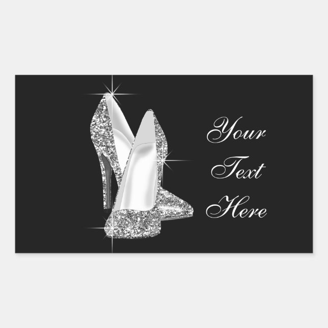 Elegant Glitter High Heel Shoe Stickers (Front)