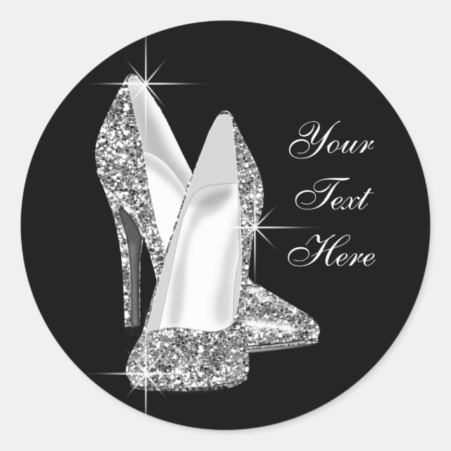 Elegant Glitter High Heel Shoe Stickers (Front)