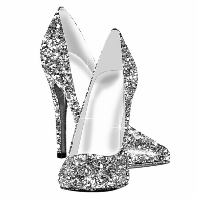 Elegant Glitter High Heel Shoes Standing Photo Sculpture (Front)