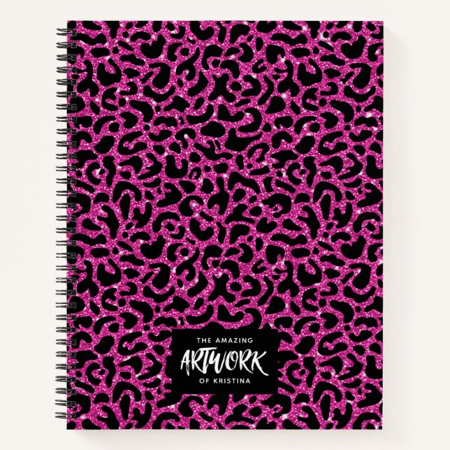 Elegant Glitter Hot Pink Sketchbook Notebook (Front)