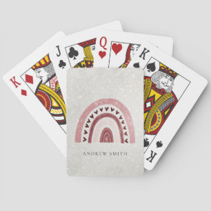 ELEGANT GLITTER KIDS BLUSH RAINBOW HEART PLAYING CARDS