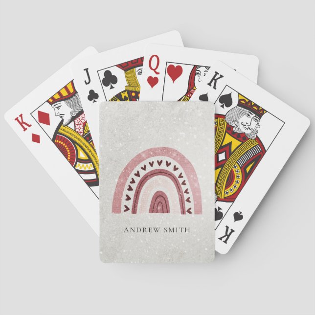 ELEGANT GLITTER KIDS BLUSH RAINBOW HEART PLAYING CARDS (Back)