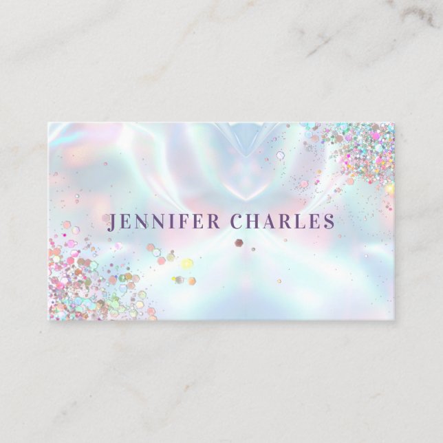 Elegant Glitter Makeup Artist Holographic  Business Card (Front)