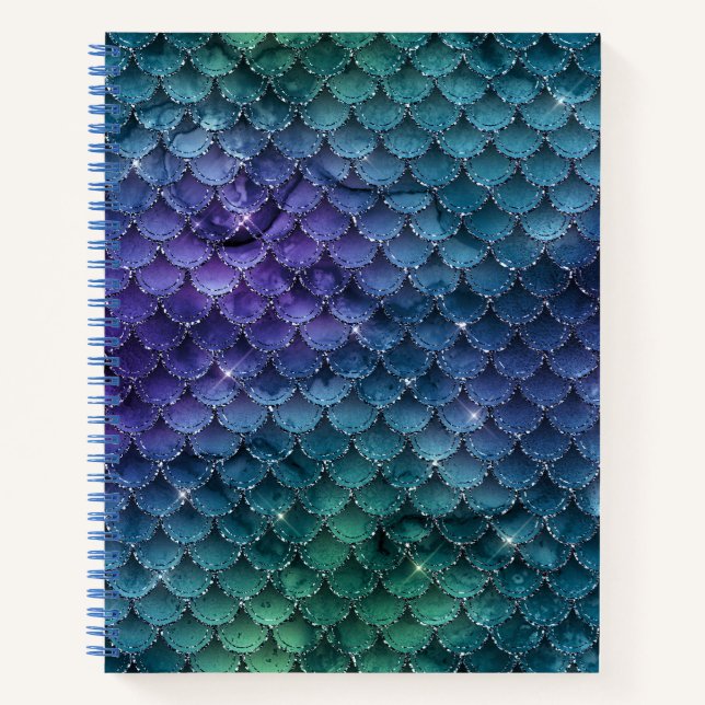 Elegant glitter mermaid 8.5" x 11" Spiral Notebook (Front)