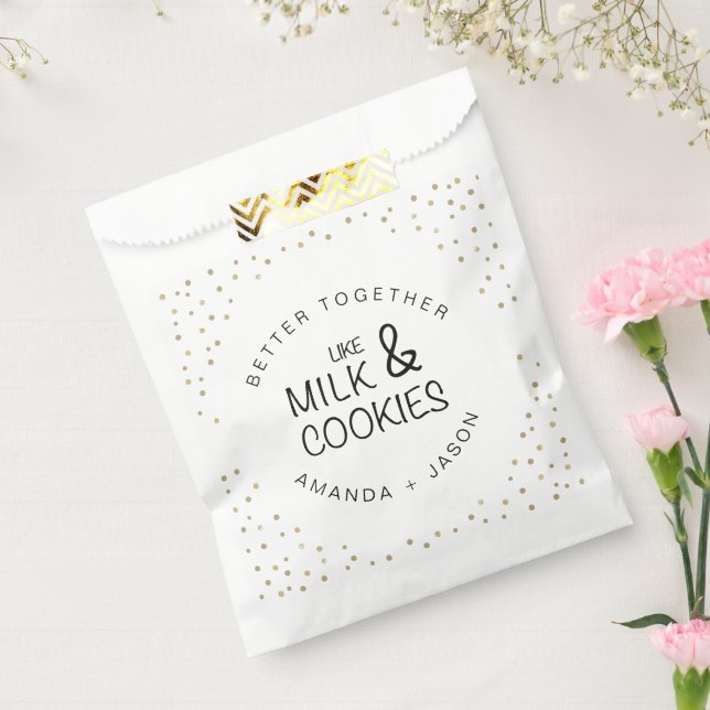 Elegant Glitter Milk and cookies Wedding Favour Ba Bags (Sealed)