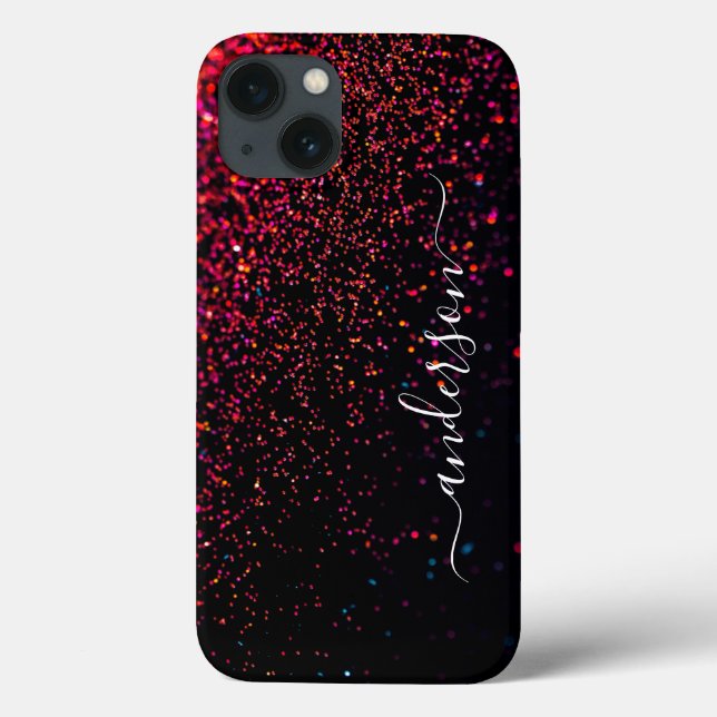 Elegant Glitter monogrammed Name Case-Mate iPhone Case (Back)
