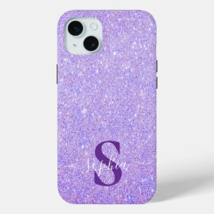 Elegant Glitter monogrammed Name iPhone 15 Mini Case