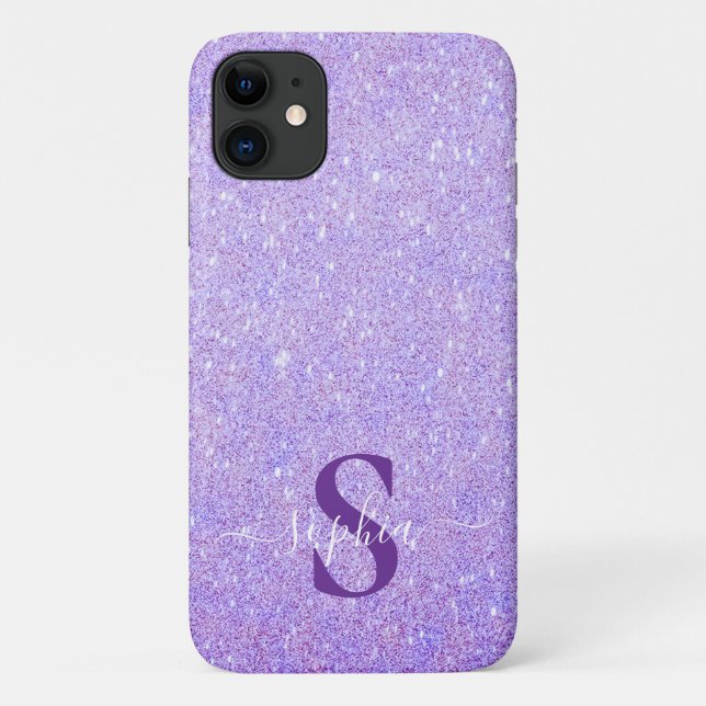 Elegant Glitter monogrammed Name Case-Mate iPhone Case (Back)