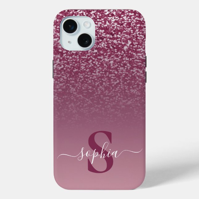 Elegant Glitter monogrammed Name Case-Mate iPhone Case (Back)