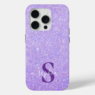 Elegant Glitter monogrammed Name iPhone 15 Pro Case