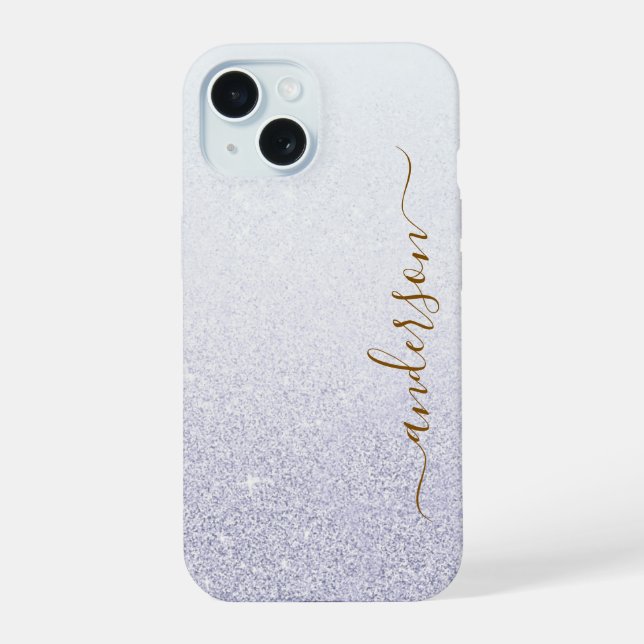Elegant Glitter monogrammed Name iPhone 15 Case (Back)