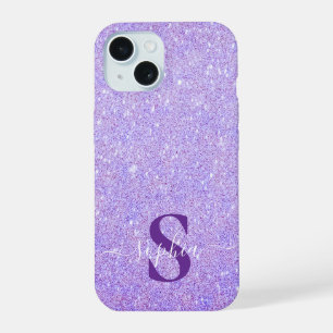 Elegant Glitter monogrammed Name iPhone 15 Case