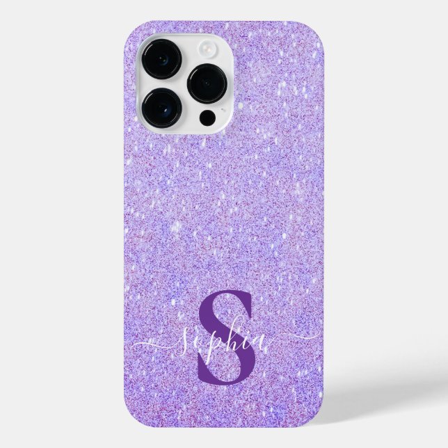 Elegant Glitter monogrammed Name iPhone Case (Back)