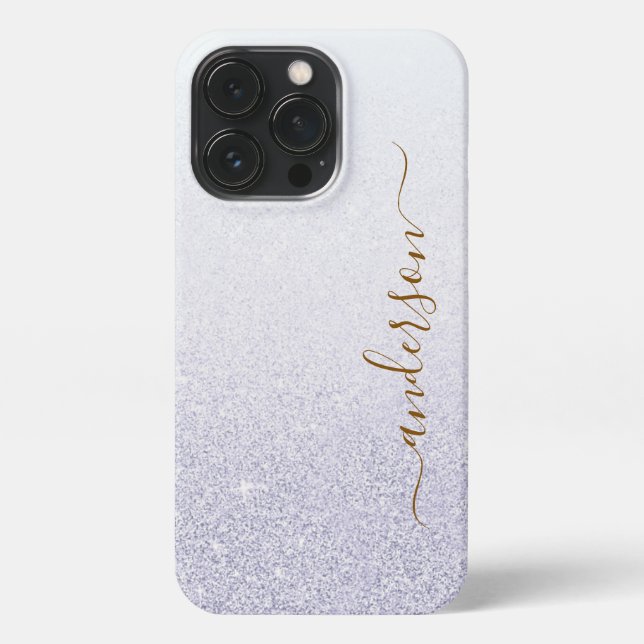 Elegant Glitter monogrammed Name iPhone Case (Back)