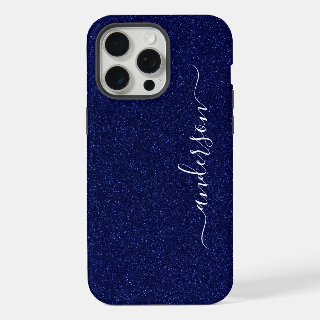 Elegant Glitter monogrammed Name iPhone Case (Back)