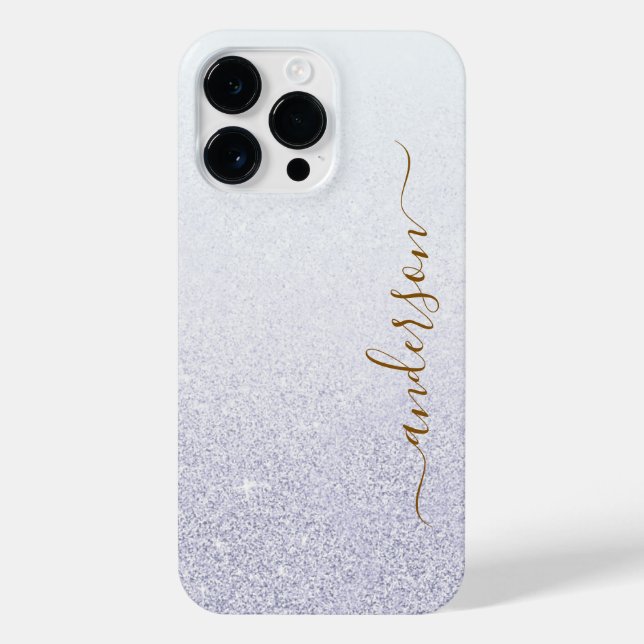 Elegant Glitter monogrammed Name iPhone Case (Back)