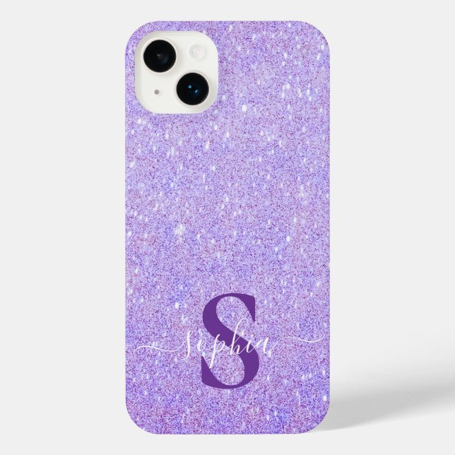 Elegant Glitter monogrammed Name iPhone Case (Back)