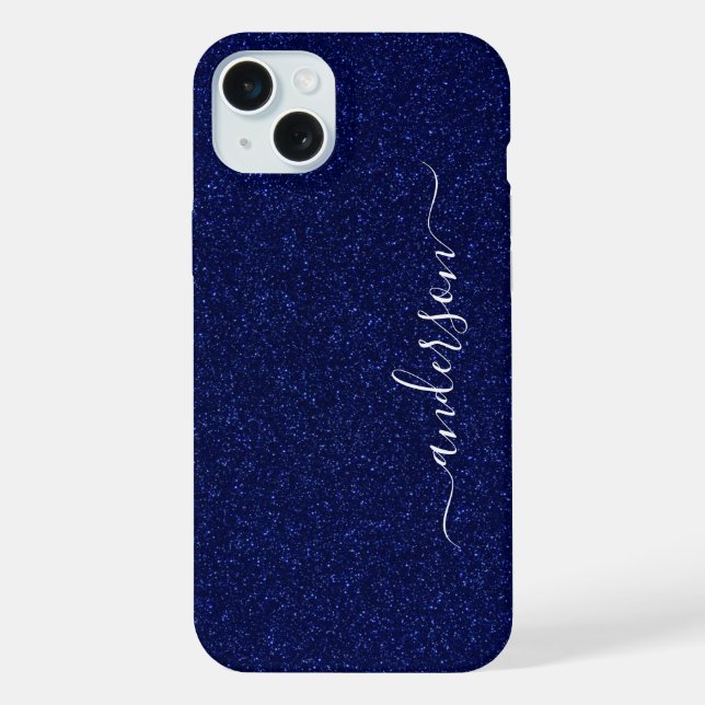 Elegant Glitter monogrammed Name iPhone Case (Back)