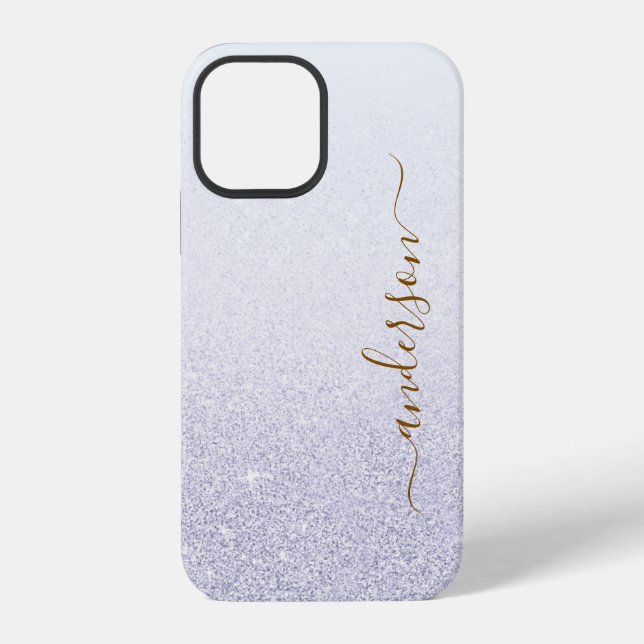 Elegant Glitter monogrammed Name iPhone Case (Back)