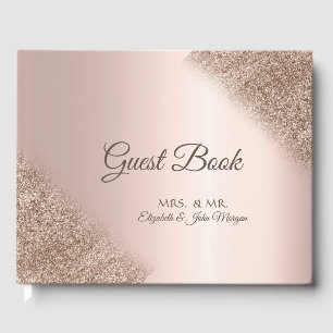 Elegant Glitter Ombre Rose Gold Wedding  Guest Book