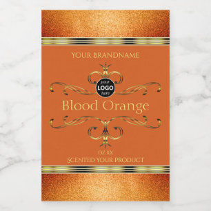 Elegant Glitter Orange Gold Product Label Add Logo