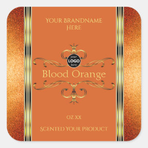 Elegant Glitter Orange Gold Product Label Add Logo