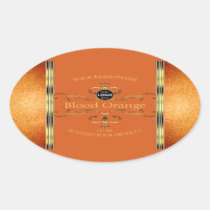 Elegant Glitter Orange Gold Product Label Add Logo