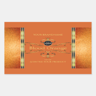 Elegant Glitter Orange Gold Product Label Add Logo
