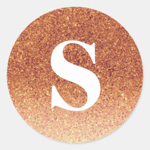 Elegant Glitter Orange Monogram Envelope Seal