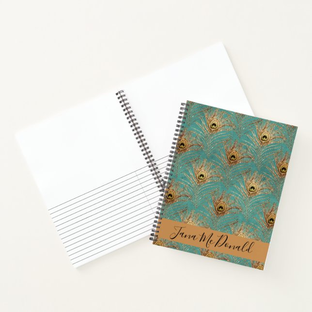 Elegant Glitter Peacock Feathers Sketch/Story Notebook (Inside)
