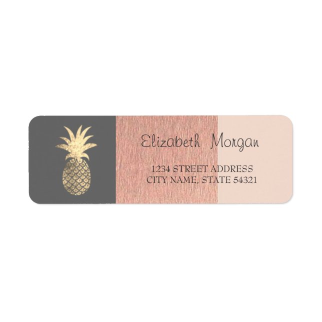 Elegant,Glitter Pineapple,StripedAddress Label (Front)