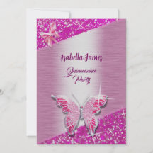 elegant glitter pink foil sparkle Butterfly classy