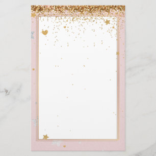 Elegant glitter pink gold stationery 5.5" x 8.5"
