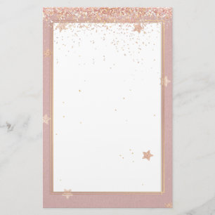 Elegant glitter pink gold stationery 5.5" x 8.5"