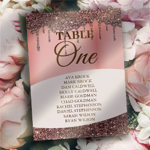 Elegant Glitter Pink Seating Chart Table 1 One Invitation