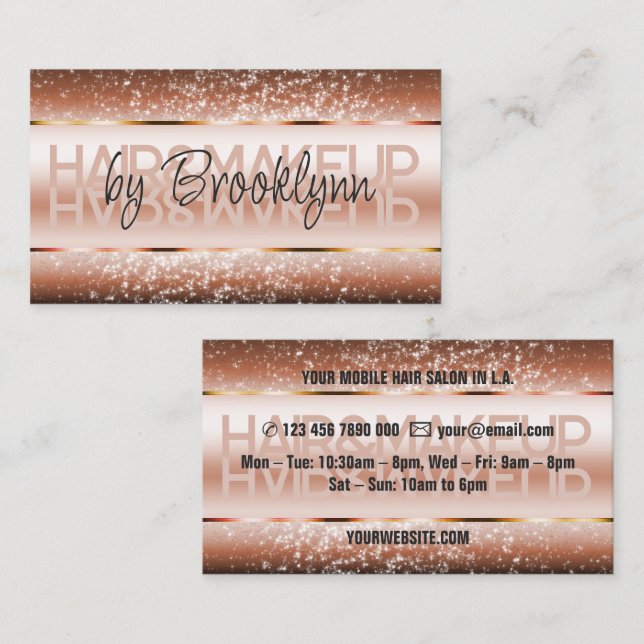 Elegant Glitter Product Labels Dark Copper Bronze Business Card (Front/Back)