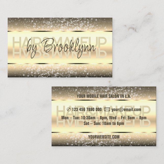 Elegant Glitter Product Labels Dark Gold Golden Business Card (Front/Back)