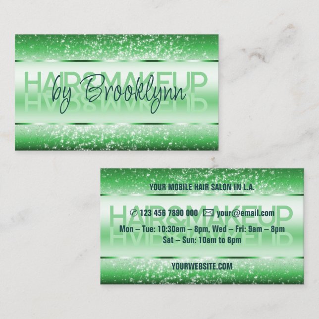 Elegant Glitter Product Labels Light Bright Green Business Card (Front/Back)