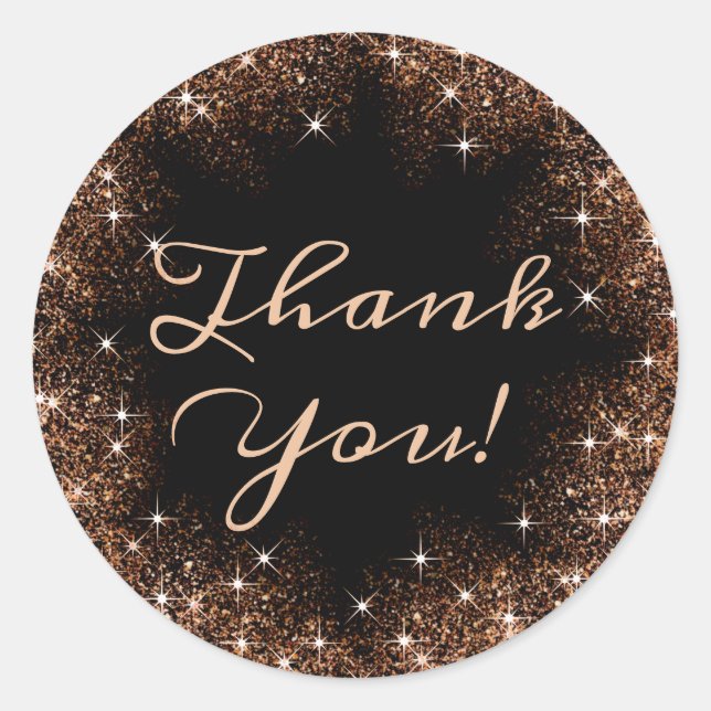 Elegant Glitter Product Packaging Thank You Labels (Front)