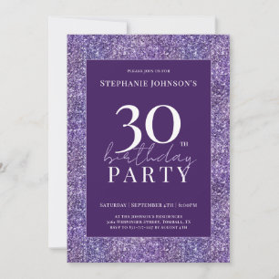 Elegant Glitter Purple 30th Birthday Party Invitation