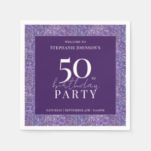 Elegant Glitter Purple 50th Birthday Party Napkin