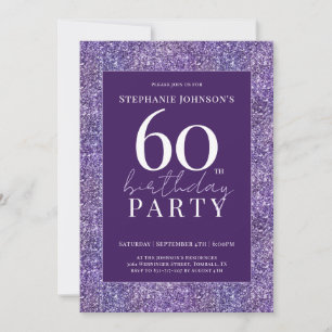Elegant Glitter Purple 60th Birthday Party Invitation