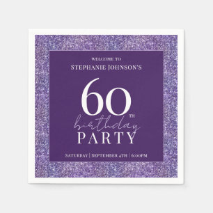 Elegant Glitter Purple 60th Birthday Party Napkin