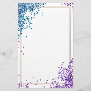Elegant glitter purple blue stationery 5.5" x 8.5"