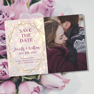 Elegant Glitter Purple Photo Save The Date