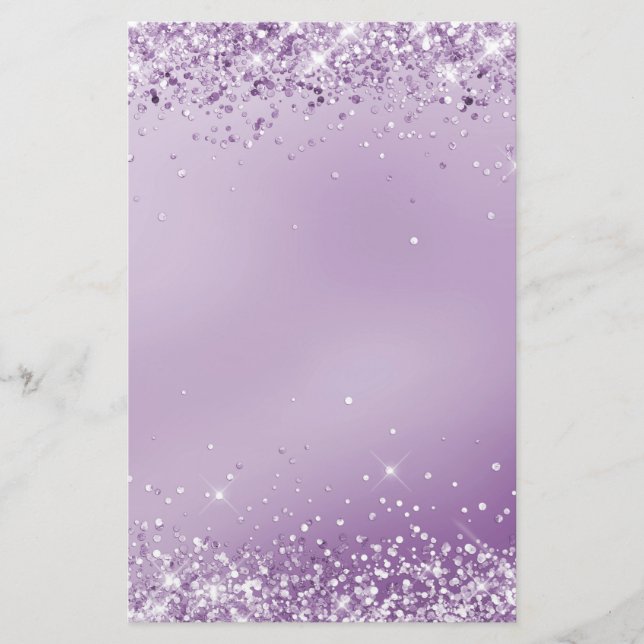 Elegant glitter purple stationery 5.5" x 8.5" (Front)